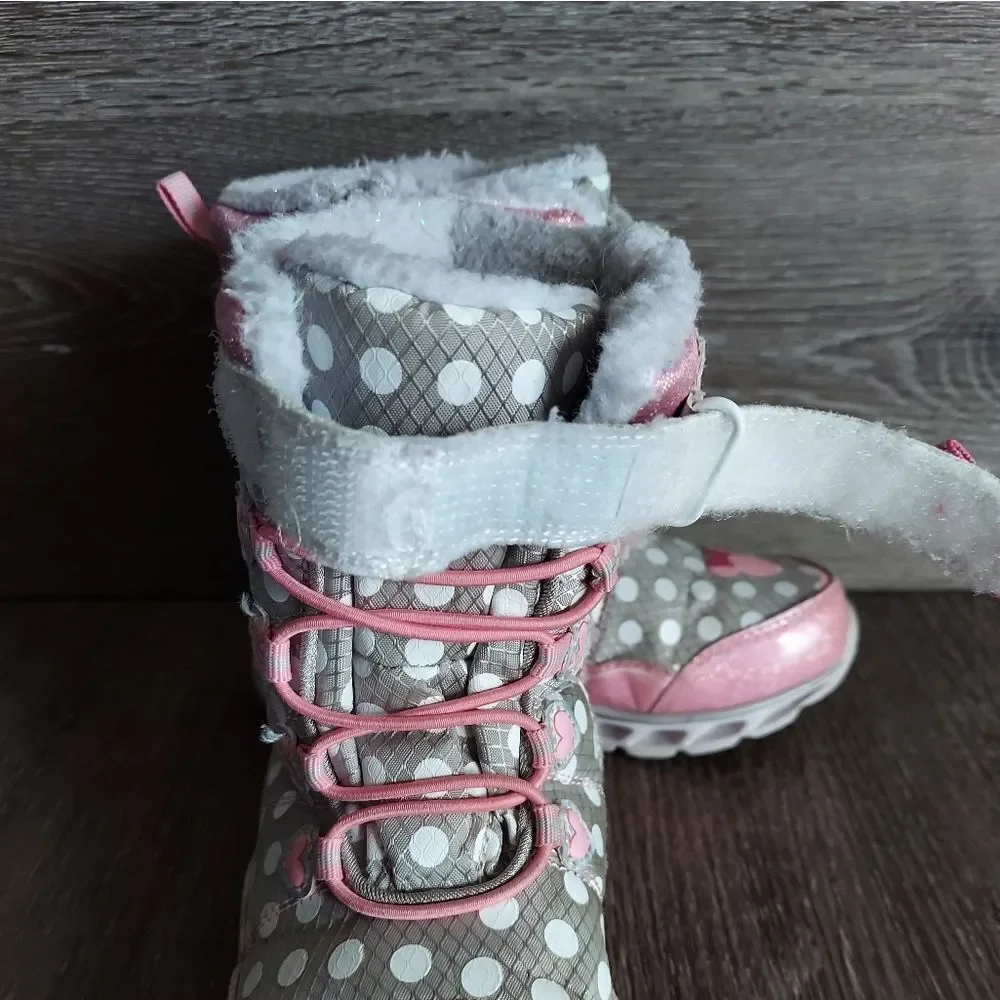 Disney Junior Minnie Mouse Toddler Girl Light Up Winter Snow Boots Size 12